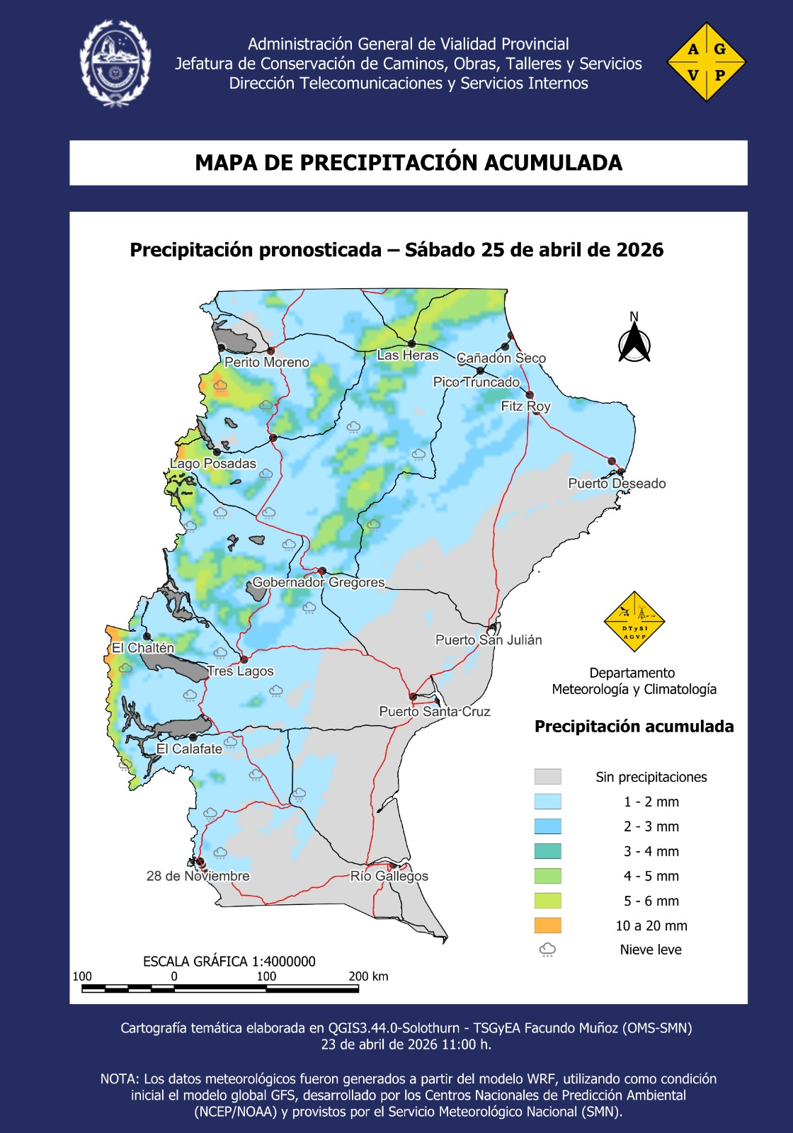 Alerta por precipitaciones en gran parte del territorio provincial