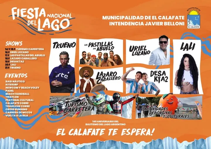 Se confirmó la Fiesta Nacional del Lago 2026
